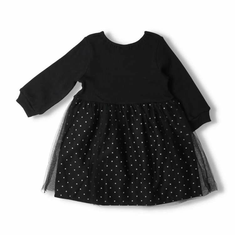 [Children's Clothing] Crescent (Crescent) Collared Tulle Docking Long Sleeve Dress 80cm-130cm N60300