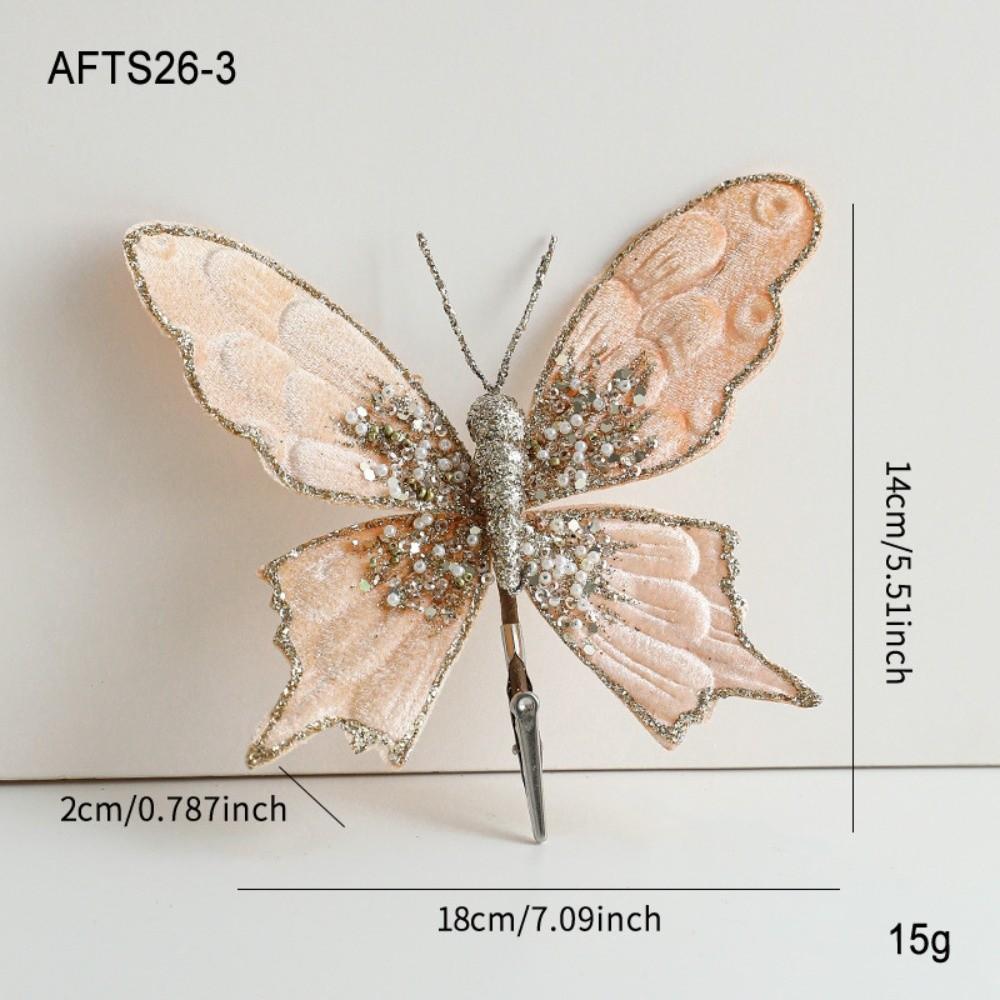 Sequins Artificial Butterfly Clip Simulated Christmas Tree Decoration  Home Party