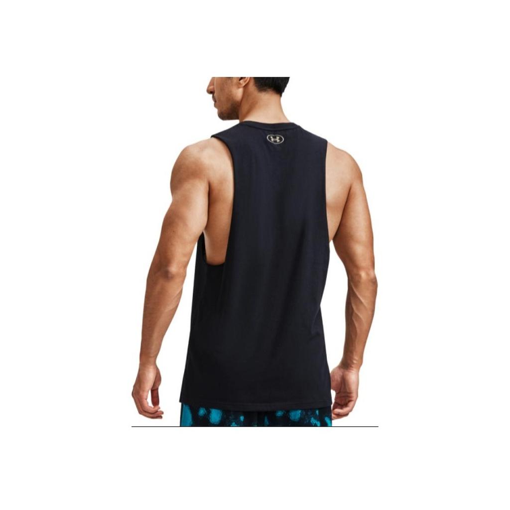 Under Armour Johnson Series Project Letter Print Crew Neck Sleeveless Training Tank Men Tops Black 1370492-001