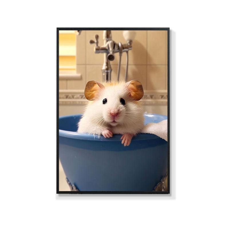 Retro Creative Animal Bathroom Canvas Painting Lion Cat Bar Toilet Bathroom Decoration Painting for Modern Living Room Asian Style Home Decor