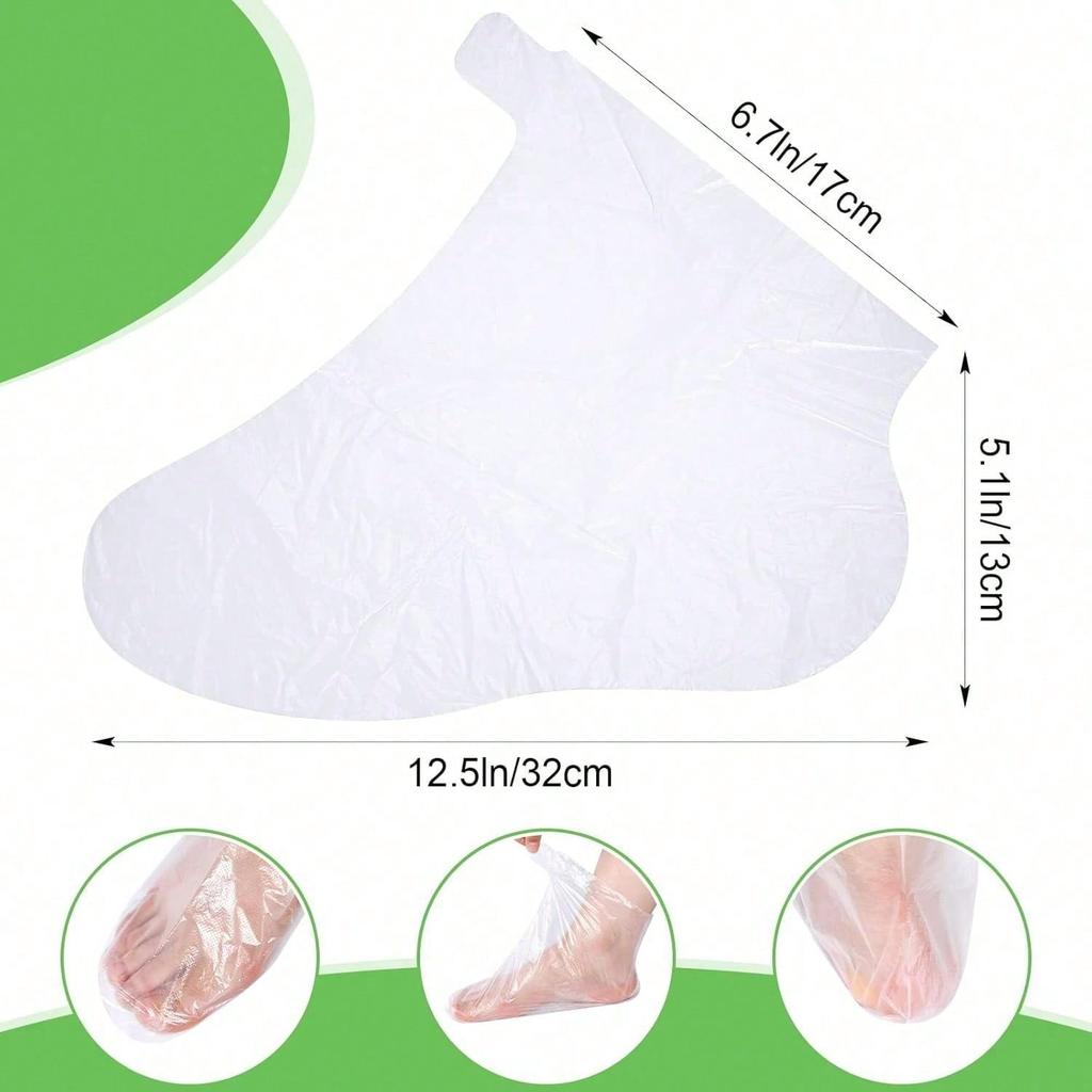100pcs Disposable Plastic Foot Covers For Feet – Leak-Proof Paraffin Wax Bath Liners, Moisturizing Socks For Pedicure, Spa