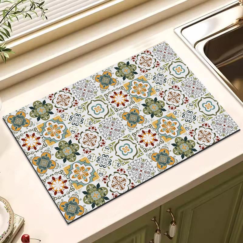 Tapis de cuisine rétro à séchage rapide, antidérapant et absorbant