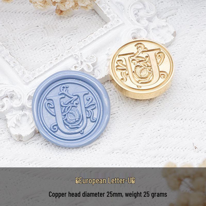 Wax Seal Stamp Head with 26 A-Z Letter Patterns - Retro Copper Design for Envelopes