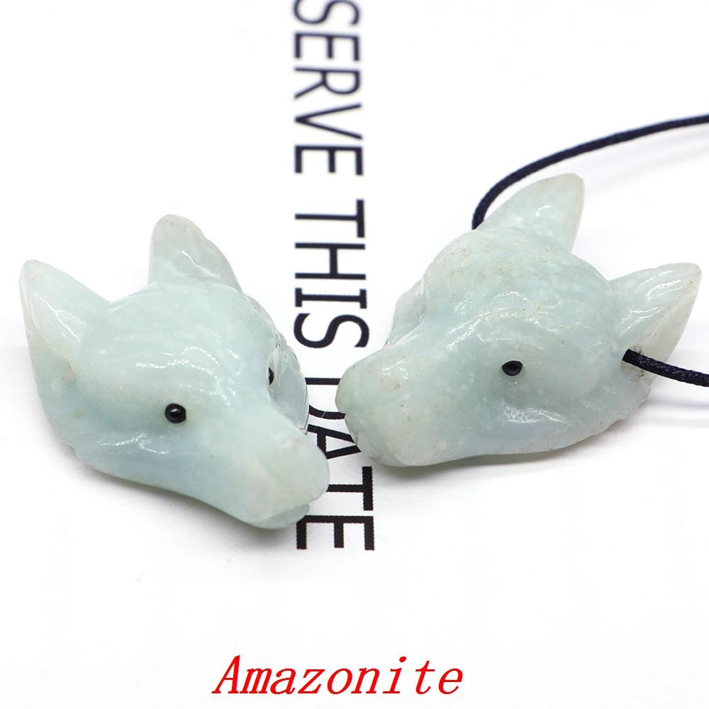 Testa di Lupo in Pietra Naturale da 1,5" Cristallo Curativo Reiki Animale Scolpito a Mano Statuetta Decorazione in Pietra Preziosa Fai da Te Accessori per Gioielli Regali