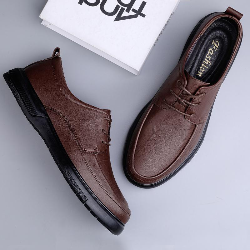 Fashion Spring Autumn Man Genuine Leather Casual Shoes Luxury Derby Shoes Lace-Up Male Flats Business Mens Footwear Classic Oxford Shoes