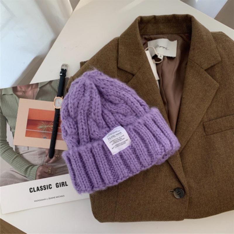 Ding Walk Candy Colored Twist Wool Hat for Women Trendy Autumn and Winter Retro Versatile Warm Ear Protection Cold Hat