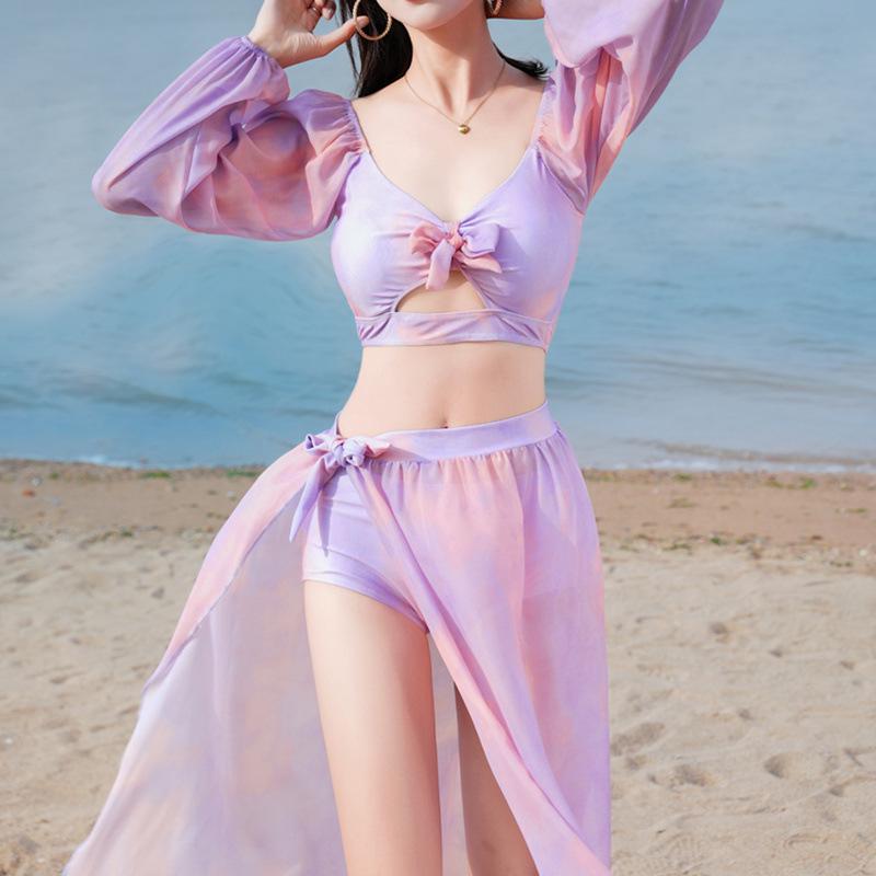 2025 Women's Sexy Vacation Bikini: Split Long-Sleeved Three-Piece Swimsuit