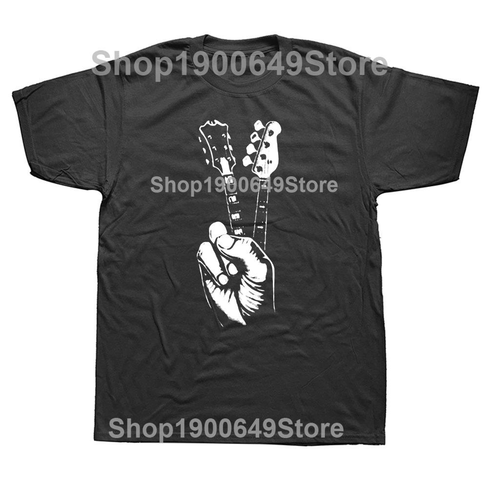 Funny  An Old Man Electric Guitar Bass Graphic New Cotton Short Sleeve Dad T Shirts Cool Musician Guitarist Harajuku Tshirt