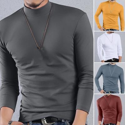 Frühling Herbst Männer Fitness Top Slim Fit Halbhoher Kragen Stretchy Lange Ärmel Einfarbig Pullover Fitness Sport Top Winter Bodenbildung Kleidung