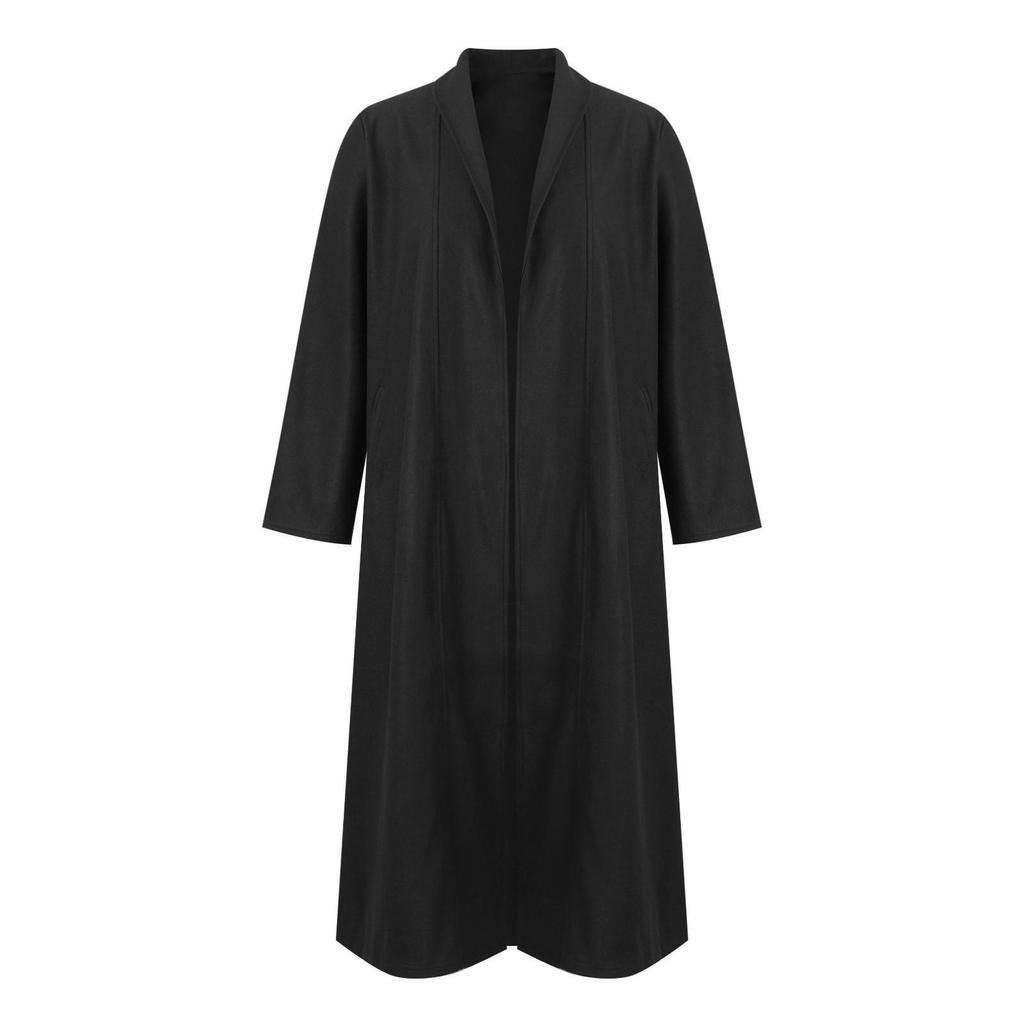 Moda Kadın Günlük Düz Renk Uzun Kollu Uzun Yün Palto