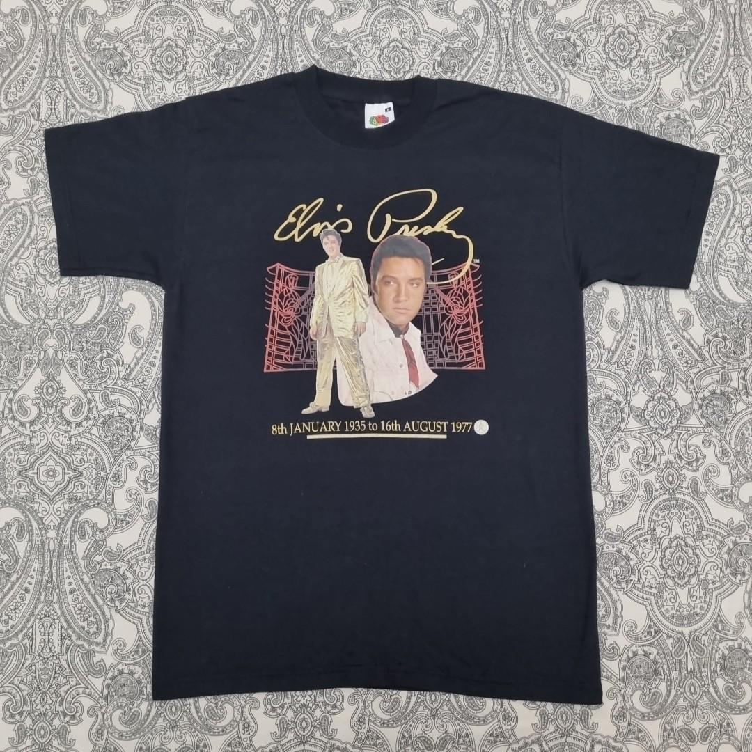 

Vintage Elvis Presley T-Shirt Mens Womens Tees Top Rare Fruit Of The Loom Black Size Medium Y2k Rock 3XL