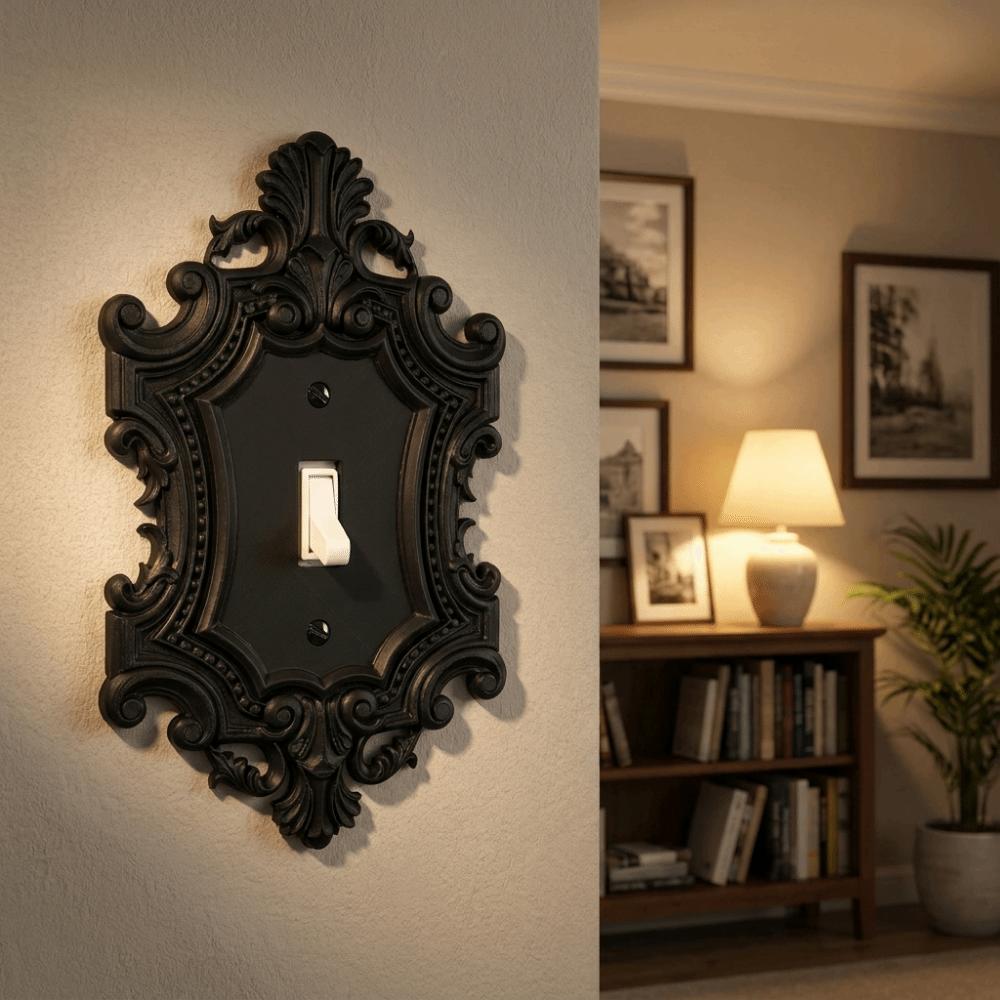 Toggle Light Switch Plate Cover Carved Decorative Wall Switch Frame Bedroom