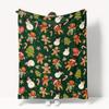 Dark Green Gingerbread Man Xmas Print Throw Blanket for Sofa Bedroom Office Birthday Anniversary Classic Winter Comfort Gesture