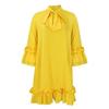 Plus Size Womens Dresses Spring Summer Casual Loose Ruffle Sleeve Tie Solid Color