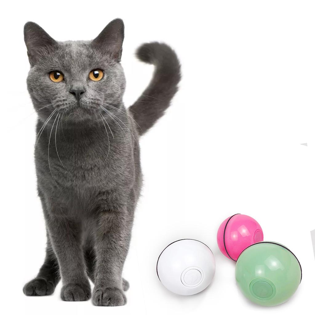 Interactive Cat Toys Ball USB Rechargeable LED Rolling Ball Self-Rotating Anti-Scratch Chasing