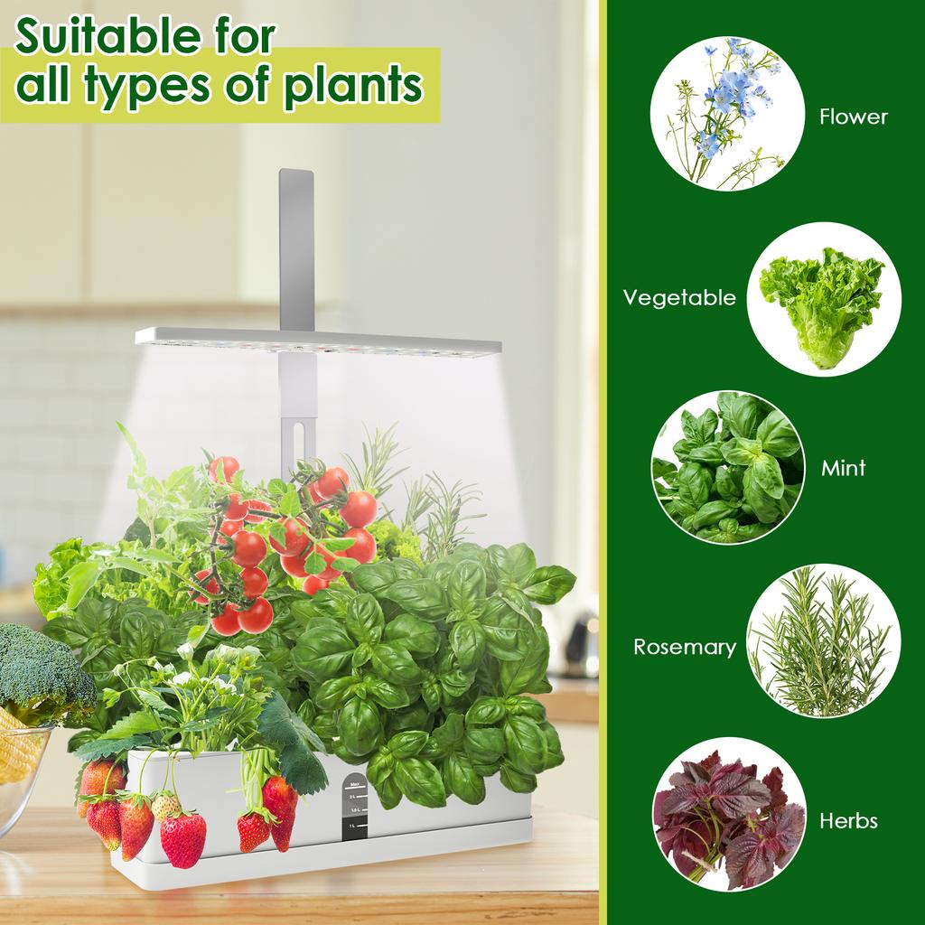 Hydroponic Grower Kit Full Spectrum Plant Grow Light with 2.5L Large Capacity Water Tank 16H Auto Timer Function Garden Planter