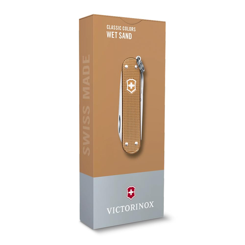 VICTORINOX Classic ALOX Classic Colors Wet Sand Swiss Army Knife Multifunctional Emergency Present Includes Flathead and Nail File 5 Lightweight -