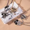 Gothic Bling Red Rhinestone Eye Skull Pendant Full Diamond Cuban Link Chain Men Women Dark Street Concert Neck Accessories