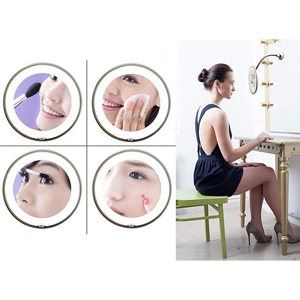 10X Magnifying Makeup Mirror LED Mirror Adjustable Flexible Gooseneck Locking Suction Cosmetic Mirror Magnification Mirrors,Vanity Mirror For Bedroom