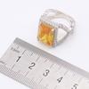 Geometric Yellow Cubic Zircnoia  Color Jewelry Sets For Women Bracelet Earrings Necklace Pendant Rings Gift Box