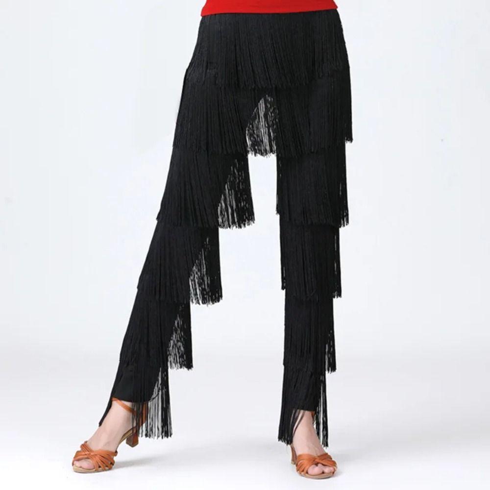 Tassel Ballroom Pants Dancing Performance Pants Party Latin Dance Pants