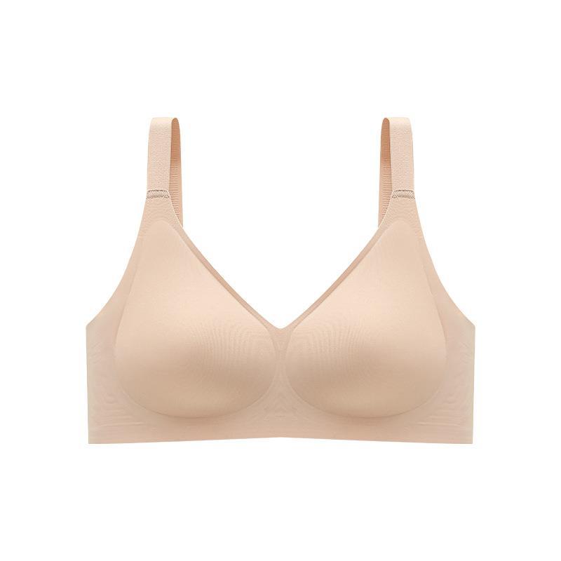 

Real Latex Bra with Back Closure, Jelly Glue Solid Color Fixed Cup Seamless Non-Slip Women Underwear XL