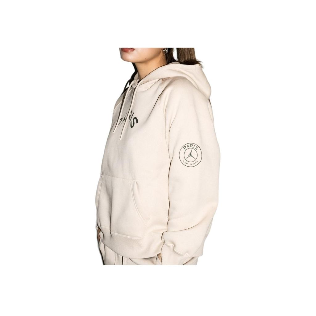 Jordan Brooklyn SS24 PSG Collaboration Letter Print Fleece-Lined Hoodie Women Tops Khaki FN5177-126