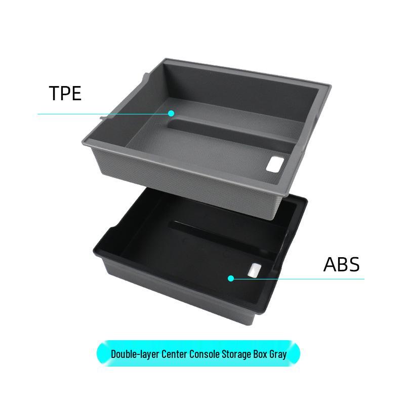 Eco-Friendly Double-Layer Armrest Storage Box for Tesla Model Y Center Console