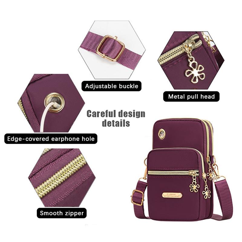 Mobile Phone Crossbody Bags For Women Fashion Women Shoulder Bag Cell Phone Pouch Coin Bag 3 Layer Wallet With Headphone Plug