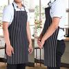 Adjustable Adult Black Stripe Bib Apron With 2 Pockets Chef Waiter Kitchen Cook