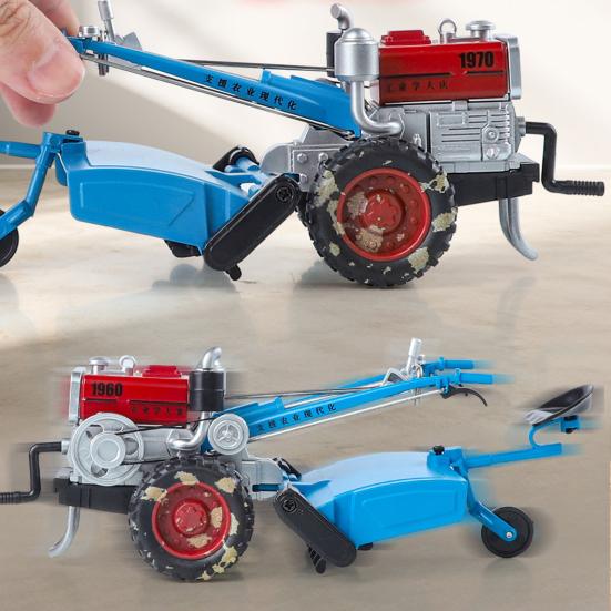 Model Mini Tractor Agricol Retro cu Lumină Sunet Articulații Mobile Vehicul Agricol de Bilonat cu Manivelă Manuală Jucărie Figurine Decor
