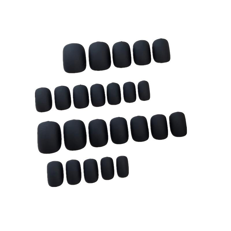 24 PIEZAS Uñas Postizas Cuadradas Medias, Uñas Postizas Negras Sólidas, Uñas Acrílicas con Acabado Mate para Mujeres, Manicura Casera Reutilizable Regalo
