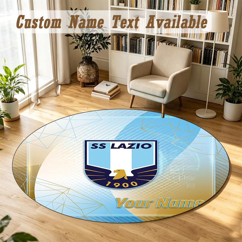 Round Rug Custom NameLazio FC Pattern Non Slip Carpet Home Floor Decor