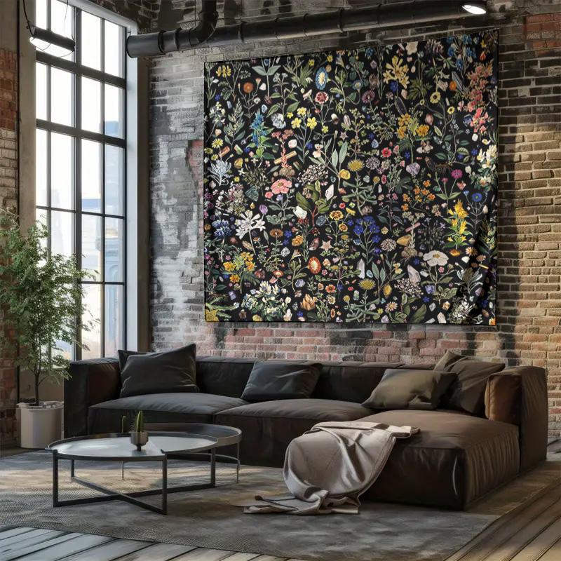 Bohemian Tapestry Wall Hanging Nature Floral Forest Landscape Aesthetic Room Decor Large Wall Art Home Textile Bedroom Living Ro