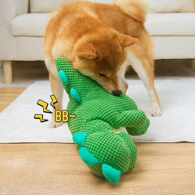Dog Plush Dinosaur Toy Interactive Squeaky Dog Chew Toy Soft Stuffed Animal Puppy Teething Toy for Teeth Cleaning Anxiety Relief