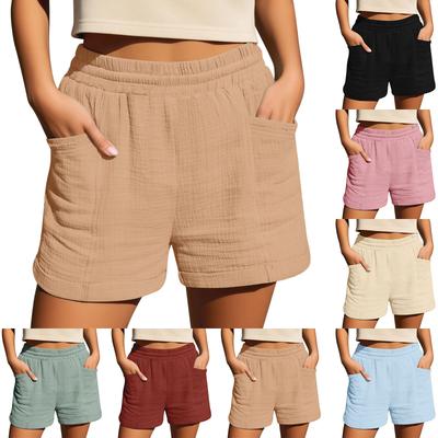Pantalones Cortos de Mujer Verano Casual Con Bolsillos Cordón Elástico Ligeros Exterior