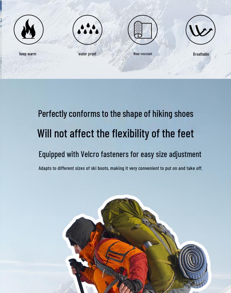 Water-Repellent Outdoor Gaiters: Snowproof, Sandproof & Mudproof Leg Protection for Mountain Climbing