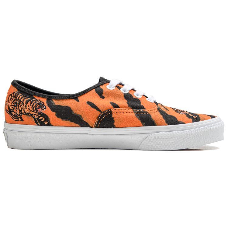Vans Authentic Tiger Print Low Top Sneakers Unisex Black Orange VN0A5KRDORA