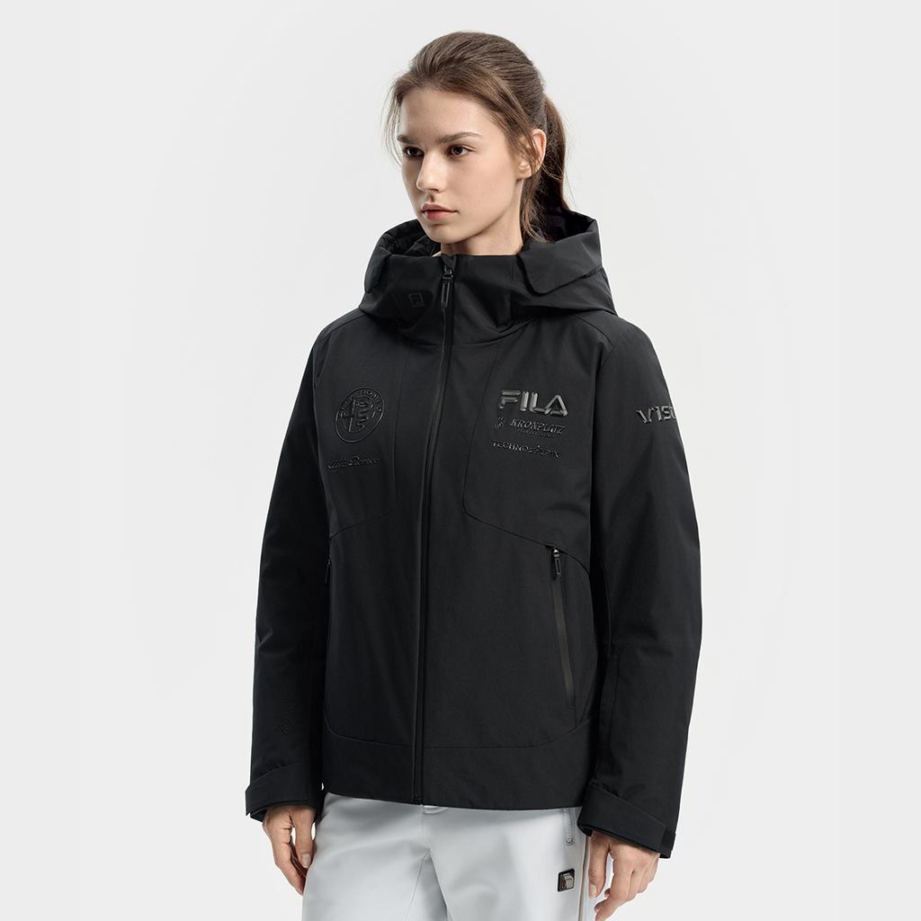 FILA Ski Series Classic Simple Casual Sports Versatile Warm Stain-Resistant Hooded Down Jacket Women outerwear Deep-Black A11W546908FBK