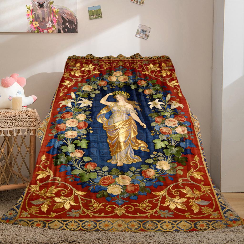1pc Alphonse Mucha and William Morris Blanket, Al Season Lightweigh Poster Blanket Home Office Outdoor Nap Multifunc Poster Blanketional Blanket