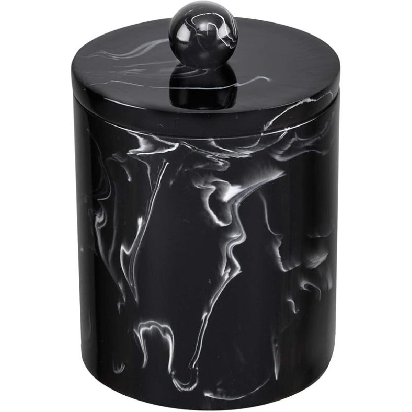 Держатель для ватных палочек, Банка для ватных палочек, Черная, Смола, Ванная комната, Банка для туалетного столика, Органайзер для ватных шариков, Ватных палочек, Соли для ванны DH-16B