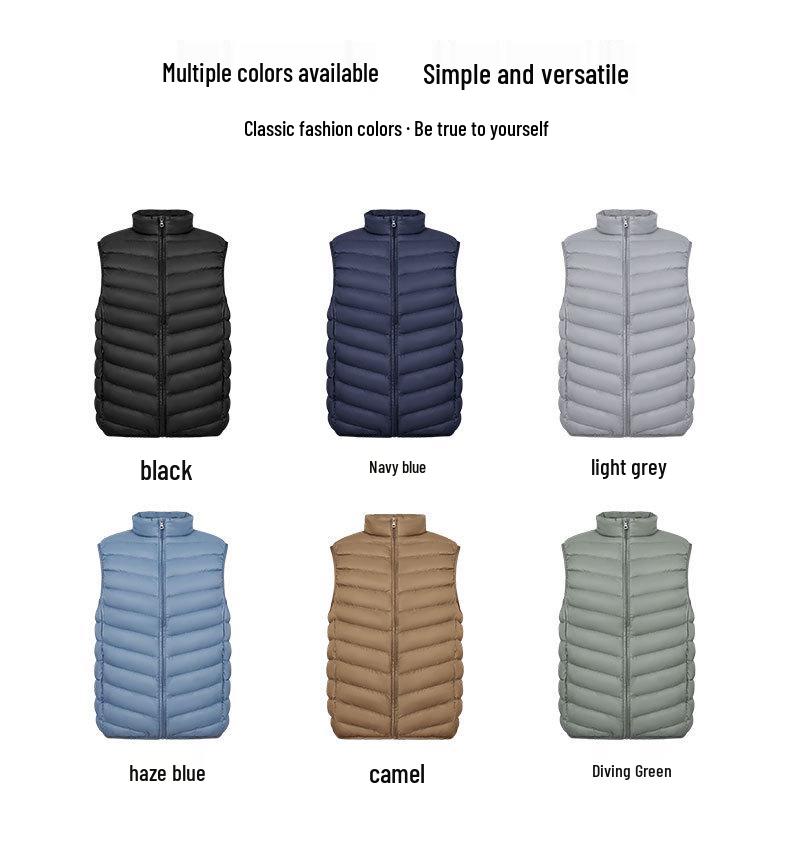 Herren 90% Daunen Stehkragen Weste - Leichte Weiße Entendaunen in Übergrößen