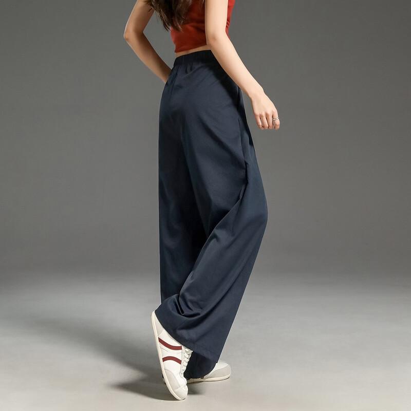 Women's Spring Elastic Waist Straight Leg Casual Pants