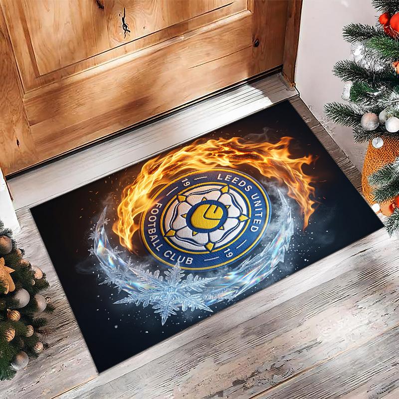 Tappeto in Velluto di Cristallo con Stampa del Leeds United Football, Comodo Assorbente d'Acqua Antiscivolo Tappeto per Pavimenti Interni