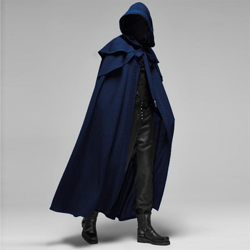 Mens Unisex Medieval Cape Cloak With Hood Renaissance Costuems Halloween Cosplay Knight Tunic Gothic Witch Party Cape