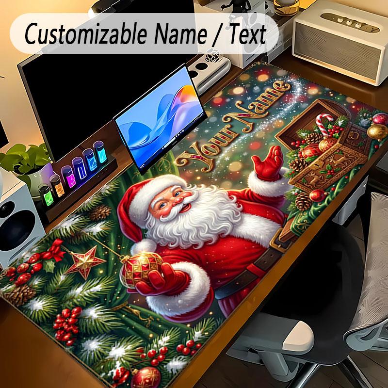 Christmas Theme Personalized Mouse Pad Custom Name Text Non Slip Desk Pad For Laptop Office Desktop