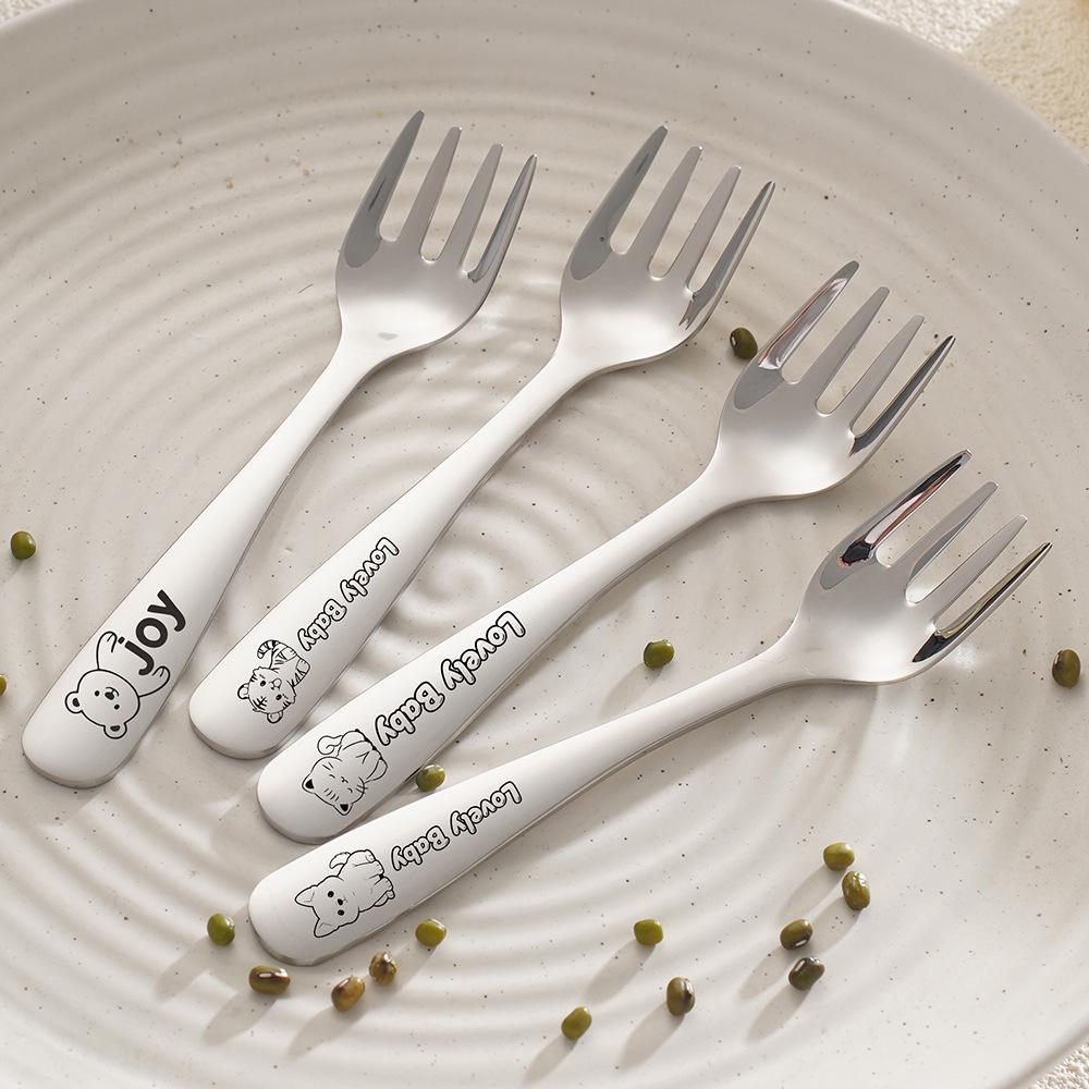 Kids' Cartoon Yuanbao Stainless Steel Spoon & Fork Set – Adorable Tableware for Baby Meals