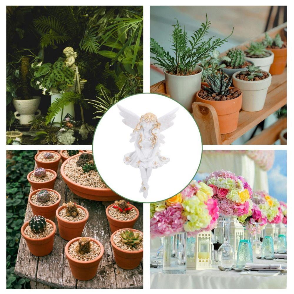 Cartoon Resin Angel Statue Handmade Flower Fairy Candle Ornaments  Home Decor