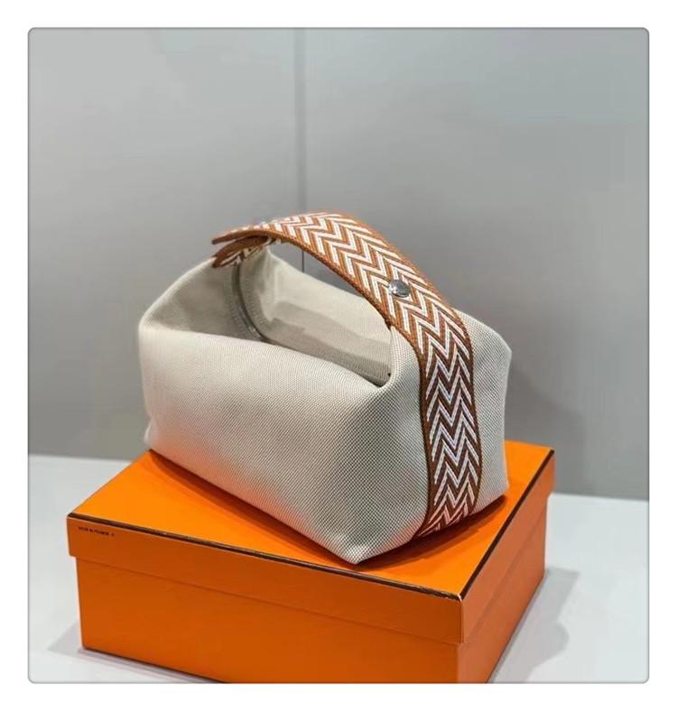 2025 Contrast Color Canvas Lunch Bag & Toiletry Cosmetic Handbag - Women's One-Shoulder Large Capacity
