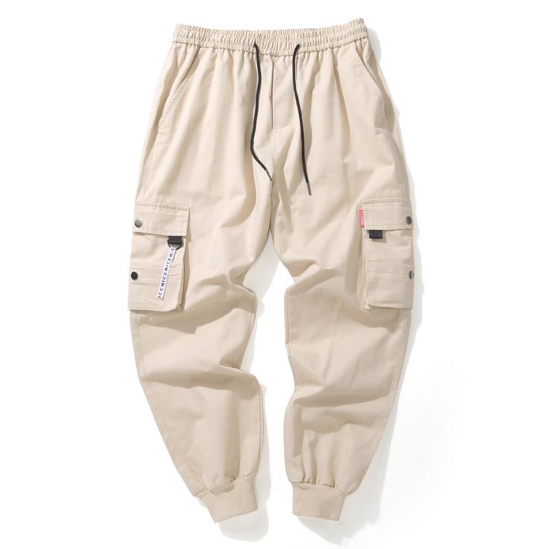 Hip Hop Kargo Pantolon Erkek Moda Joggers Rahat Pantolon streetwear Çok Cep Şeritler Askeri Pantolon Erkekler Harem Pantolon Büyük Boy